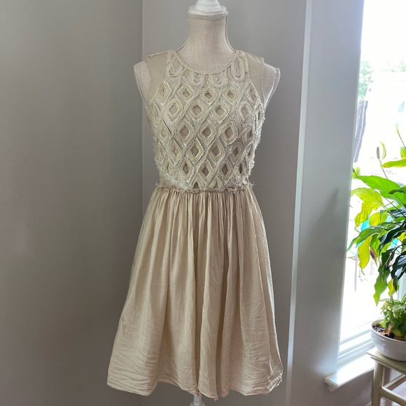 Anthropologie Dresses & Skirts - Anthro Moulinette Soeurs Cream Beaded Silk Mini